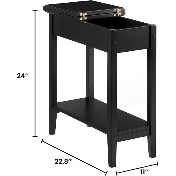 Winston Porter Jonica Narrow End Table with Storage, Flip Top Narrow